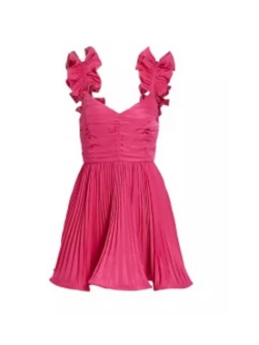AMUR Kitty Ruffled Strap Minidress in Pink Cabaret